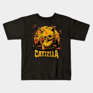 Catzilla Cat Roaring Kitty Charm Attack Kids T-Shirt